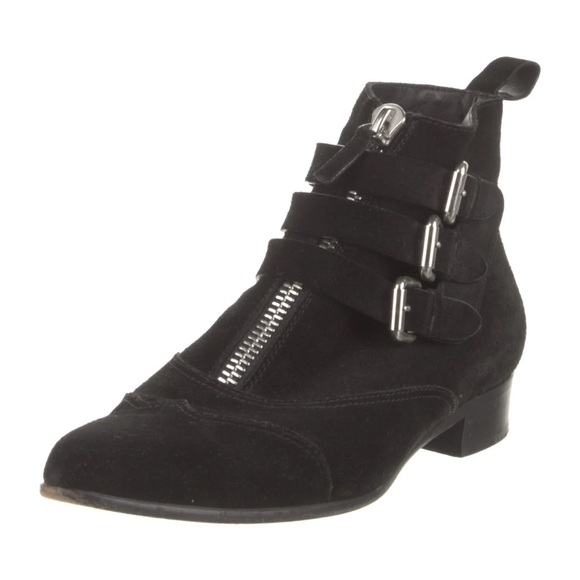 Tabitha Simmons Early Black Leather Suede Ankle Boots EU 38.5 Bootie Moto 8 8.5 - Picture 2 of 6